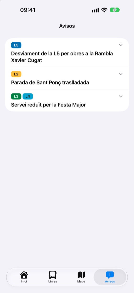 Llista d'avisos de desviaments i obres