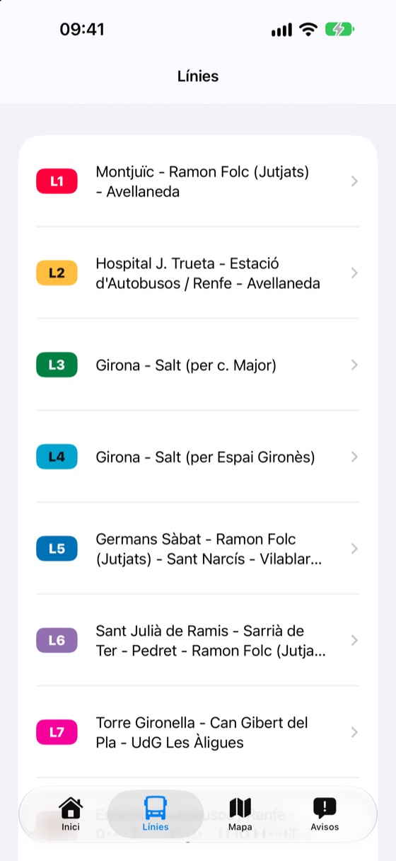 Llista de totes les línies urbanes